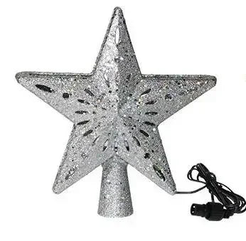 Christmas Tree Topper Lighted with Snowflake Projector,3D Hollow Glitter Lighted Snow Tree Topper for Christmas Tree Decorations