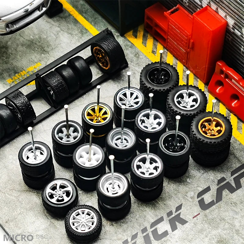 1/64 Wheels with Rubber Tires TE37 Refitting Parts for Diecast Model Car Hot Wheels Matchbox Tomica D:11mm 1 Set